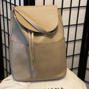 Cuyana pebbled leather backpack/tote in stone